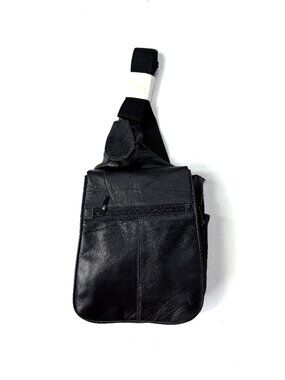 New Buxton Black Genuine Leather Crossbody Bag Purse Slingback Travel Vintage